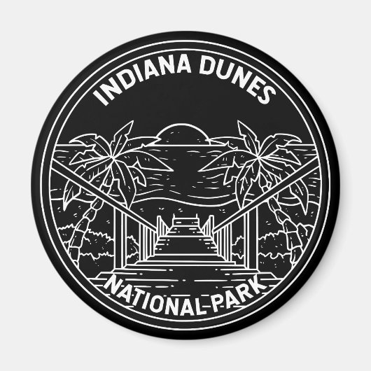 Indiana Dunes Nationalpark Vintag Monoline Magnet (Vorne)