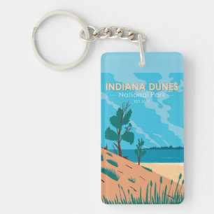 Indiana Dunes Nationalpark Vintage-Doppelseite Schlüsselanhänger