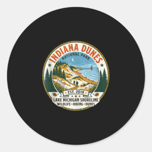 Indiana Dunes Nationalpark Vintage Wandern Runder Aufkleber