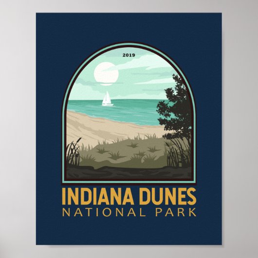 Indiana Dunes Nationalpark Vintages Emblem Poster (Vorne)