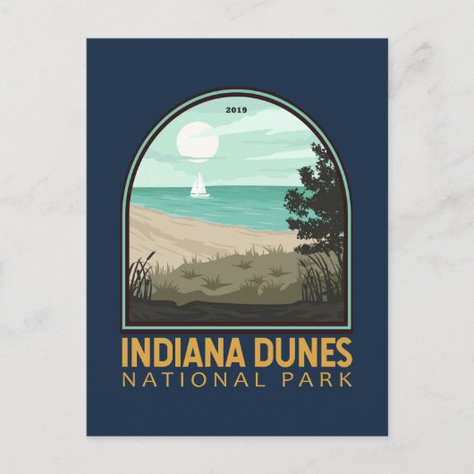 Indiana Dunes Nationalpark Vintages Emblem Postkarte (Vorderseite)