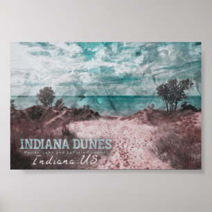 INDIANA DUNES WATERCOLOR - INDIANA VEREINIGTE STAA POSTER