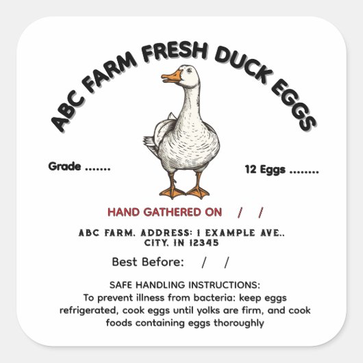 Indiana-Entenetikett Quadratischer Aufkleber (Vorderseite)