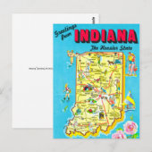 Indiana farbige Karte Postkarte (Vorne/Hinten)