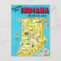 Indiana farbige Karte Postkarte
