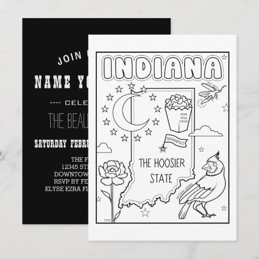 Indiana-Farbkollage Einladung (Vorne/Hinten)