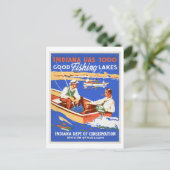 Indiana Fishing Lakes Vintage Reisewerbung Postkarte (Stehend Vorderseite)