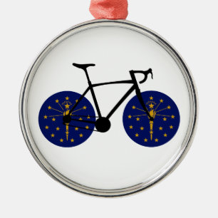 Indiana Flag Cycling Ornament Aus Metall