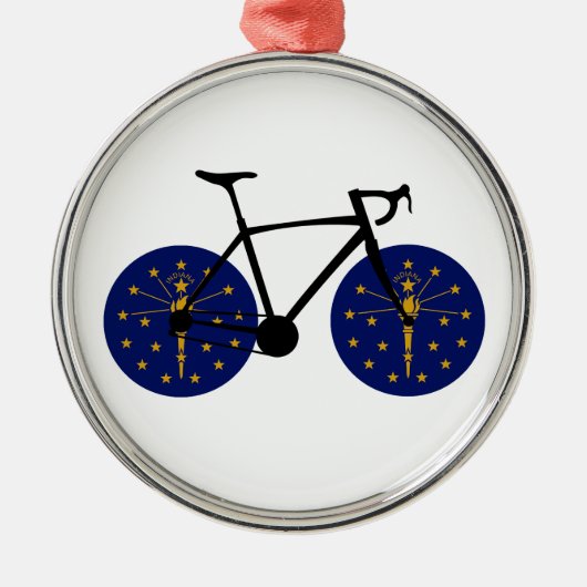 Indiana Flag Cycling Ornament Aus Metall (Vorne)