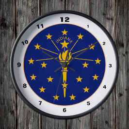 Indiana Flag & Indiana fashion/design USA Runde Wanduhr