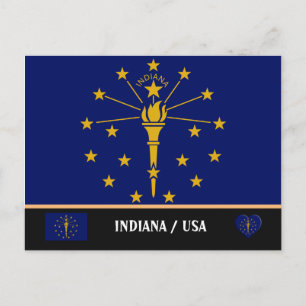 Indiana Flag & Indiana Staat USA/Amerika Postkarte