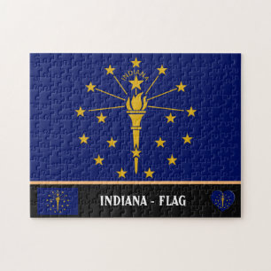 Indiana Flag & Indiana Staat USA/Amerika Puzzle