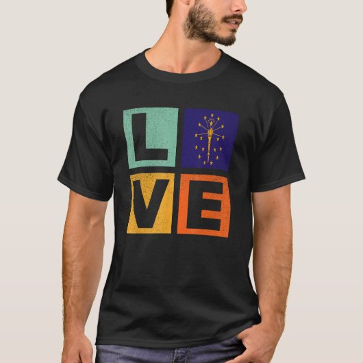 Indiana Flag  Love Indiana T-Shirt (Vorderseite)
