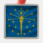 Indiana-Flagge Silbernes Ornament (Vorne)
