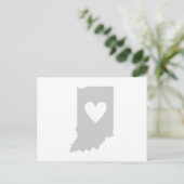 Indiana Gray Staat Map Shape Hoosier Heart Cutout Postkarte (Stehend Vorderseite)