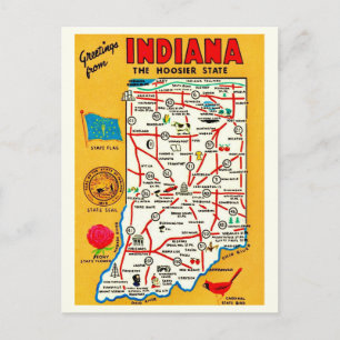 Indiana Hoosier Landkarte Postkarte