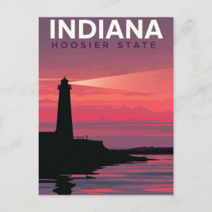 Indiana Hoosier State Vintage Leuchtturm Sonnenunt Postkarte