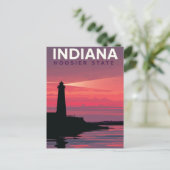 Indiana Hoosier State Vintage Lighthouse Sunset Postkarte (Stehend Vorderseite)