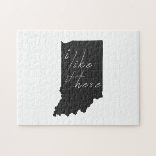 Indiana I like it Hier Staat Silhouette Schwarz Puzzle