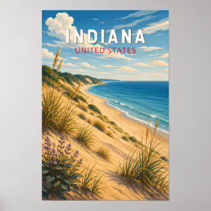 Indiana Illustration Reise Kunst Vintage Poster