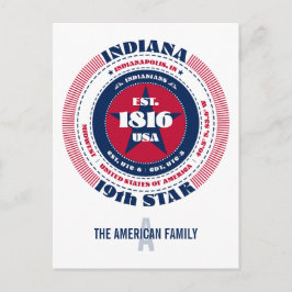 Indiana, Indianapolis, IN, Patriotic, Monogram Postkarte