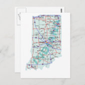 Indiana Interstate Map Postcard Postkarte (Vorne/Hinten)