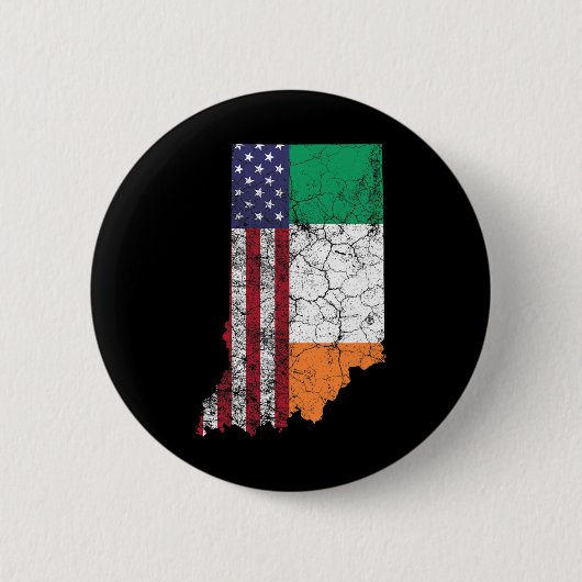 Indiana - Irisch-Amerikanische Flagge St. Patrick' Button (Vorderseite)