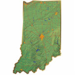 Indiana-Karten-Magnet herausgeschnitten Fotoskulptur Magnet<br><div class="desc">Dieser Magnet,  geformt wie der Staat von Indiana,  zeigt eine Entlastungskarte des Staat an,  der durch eine Goldeffektgrenze umgeben wird. Indiana-Dekor für Ihren Kühlschrank. 
Karte abgeleitet von den Bildern bei nationalatlas.gov.</div>