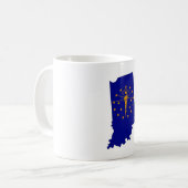 Indiana Kontur Karte und Flagge Kaffeetasse (Vorderseite Links)