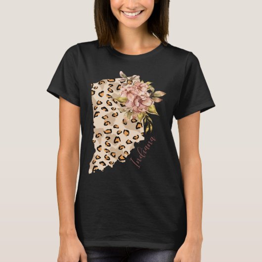 Indiana Leopard Pattern Map Leo State Of Indiana T-Shirt (Vorderseite)