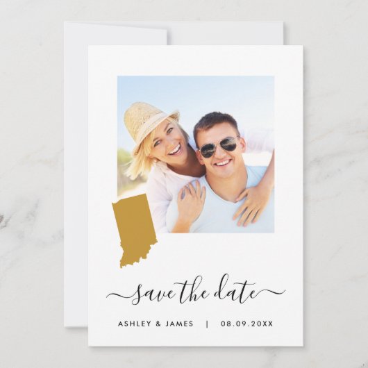 Indiana Map Foto Wedding Save the Date Card (Vorderseite)