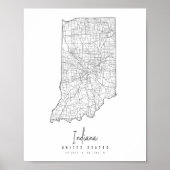 Indiana Minimal Street Map Poster (Vorne)