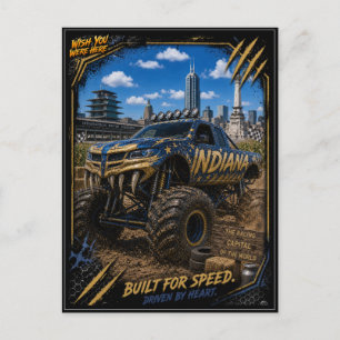 Indiana Monster Truck Gelände Kunst Postkarte