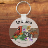 Indiana Nordische Kardinäle mit einheimischen Pfla Schlüsselanhänger (Vorderseite)