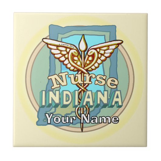 Indiana Nurse Caduceus  Fliese (Vorderseite)