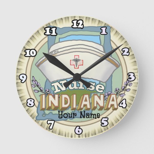 Indiana Nurse Runde Wanduhr (Vorderseite)