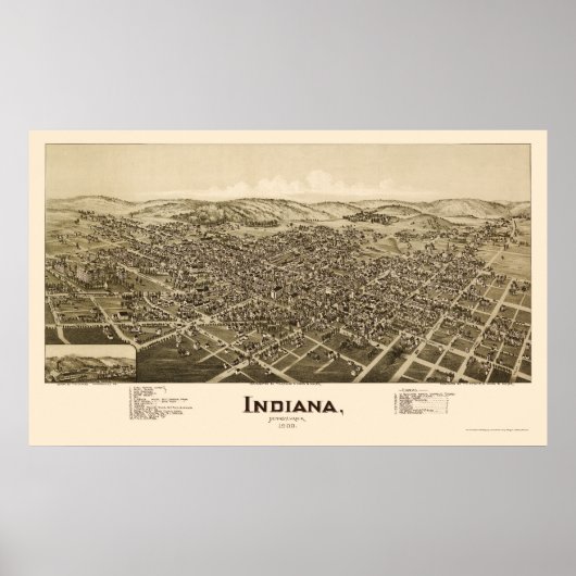 Indiana, PA Panoramic Map - 1900 Poster (Vorne)