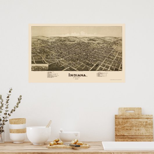 Indiana, PA Panoramic Map - 1900 Poster (Küche)