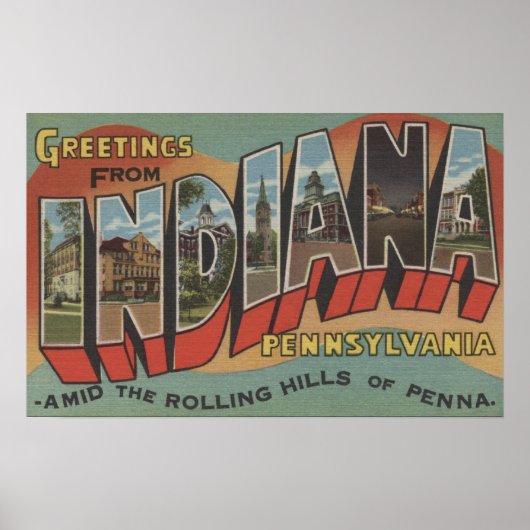 Indiana, Pennsylvania - Große Buchstabenszenen Poster (Vorne)