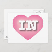 Indiana Pink Fade Heart - I Liebe IN Postkarte (Vorne/Hinten)
