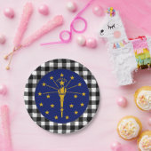 Indiana Plate, Büffel kariert USA & Indiana Flag Pappteller (Party)