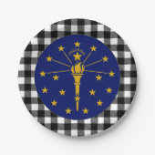 Indiana Plate, Büffel kariert USA & Indiana Flag Pappteller (Vorderseite)
