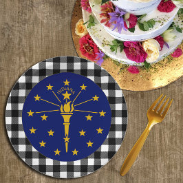 Indiana Plate, Büffel kariert USA & Indiana Flag Pappteller