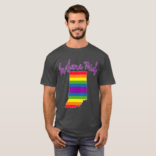 Indiana Pride with Rainbow Stripes T-Shirt (Vorne ganz)