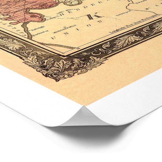 Indiana Railroad Train Map 1858 Poster (Ecke)