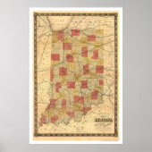 Indiana Railroad Train Map 1858 Poster (Vorne)