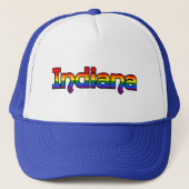 Indiana Rainbow Text Hat Truckerkappe (Vorderseite)
