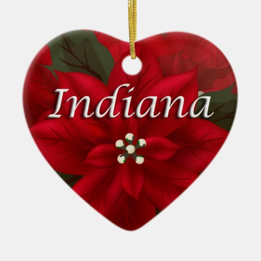 Indiana Red Poinsettia Herz Keepake Ornament (Vorne)