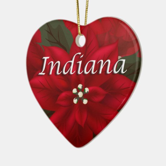 Indiana Red Poinsettia Herz Keepake Ornament (Links)