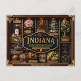Indiana Shadow Box 3D Figurine Staat Postkarte